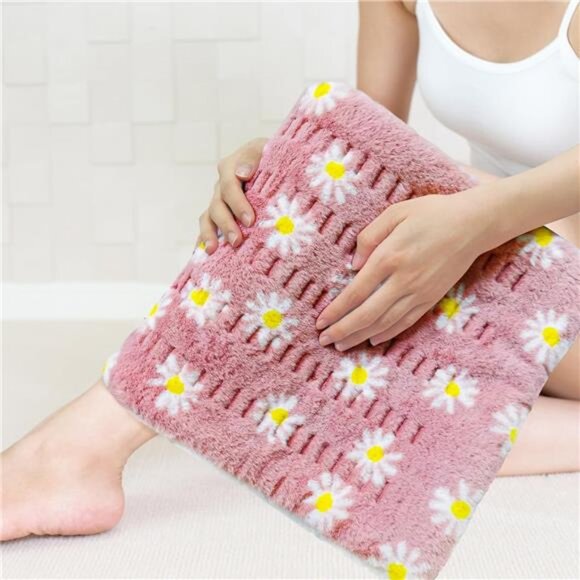 Flower heating pad for back pain relief electric soft plush 12 heat levels timer - Picture 3 of 8